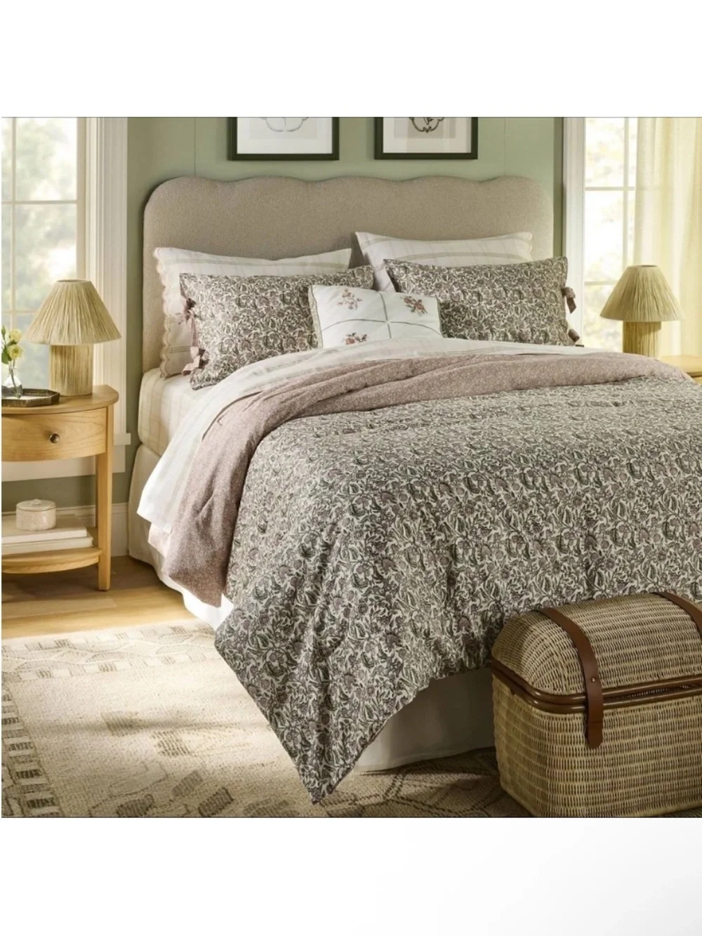 NWT 2pc Twin/Twin Extra Long Reversible Floral Comforter Set Pink/Green